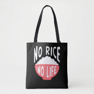 No Rice No Life Asian Rice Bowl Addicted Tote Bag