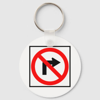 No Right Turn Highway Sign Key Ring