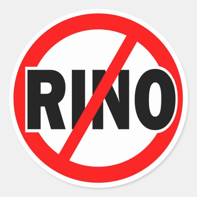 NO RINO - republican/conservative/neocon/liberty Classic Round Sticker (Front)