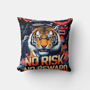 No Risk No Reward – Samurai Tiger Cushion
