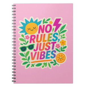 No Rules Just Vibes – Neon Gradient Kawaii-Punk Ty Notebook