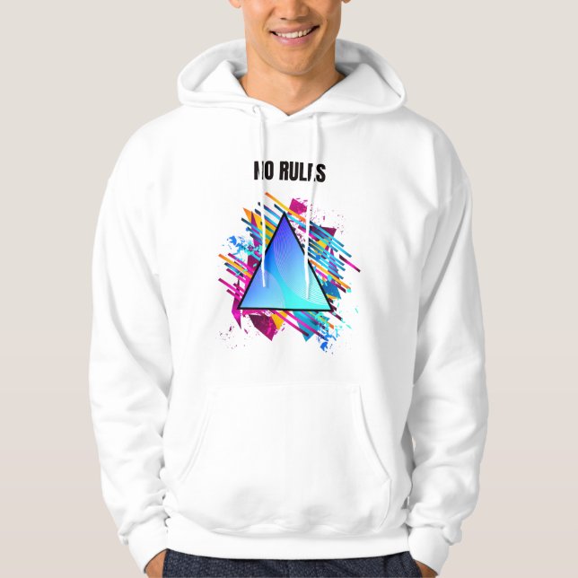 NO RULES – Neon Geometric Style Hoodie (Front)