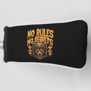 No Rules No Regrets - Wolf Biker Graphic Golf Head Cover