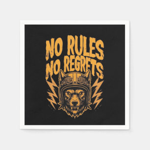 No Rules No Regrets - Wolf Biker Graphic Napkin