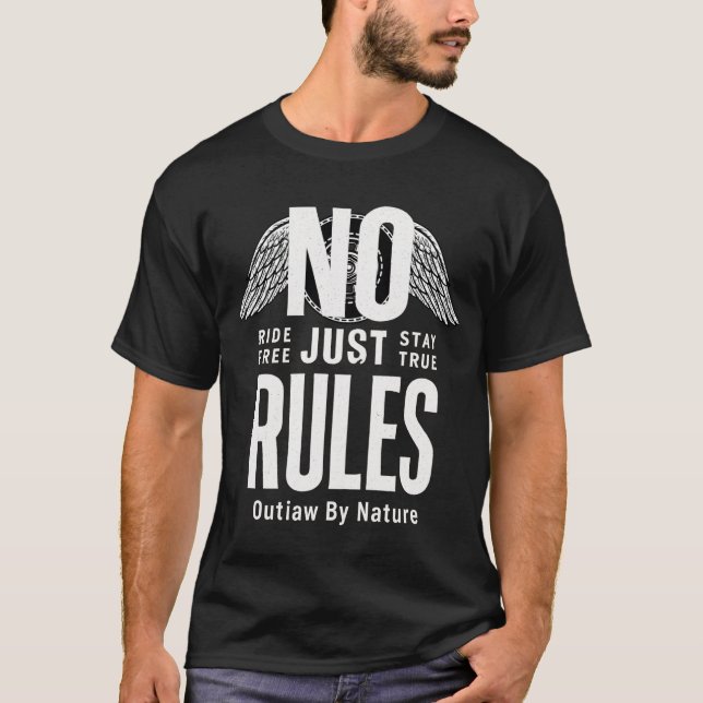No Rules Outlaw Biker Vintage Motorcycle Tee (Front)