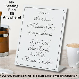 No Seating Chart - Wedding Black White Infinity Pedestal Sign