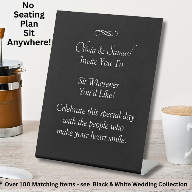 No Seating Chart - Wedding Black White Infinity Pedestal Sign (Creator Uploaded)
