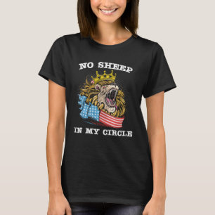 No Sheep In My Circle Sheeple Lion American Flag T-Shirt