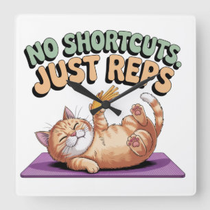 No Shortcuts. Just Reps Square Wall Clock