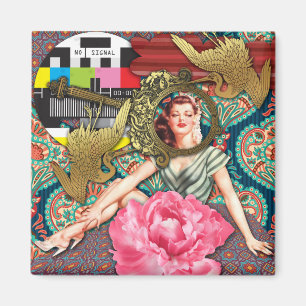 No-Signal - Cheeky Lady Digital Collage Magnet