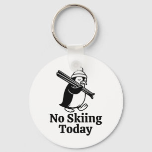 No Skiing Today Funny Sad Penguin Skiing Humour Fo Key Ring