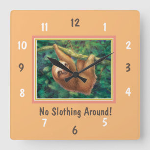 No Slothing Around Wall Clock