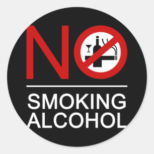NO Smoking Alcohol ⚠ Thai Sign ⚠ Classic Round Sticker