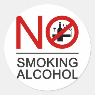 NO Smoking Alcohol ⚠ Thai Sign ⚠ Classic Round Sticker