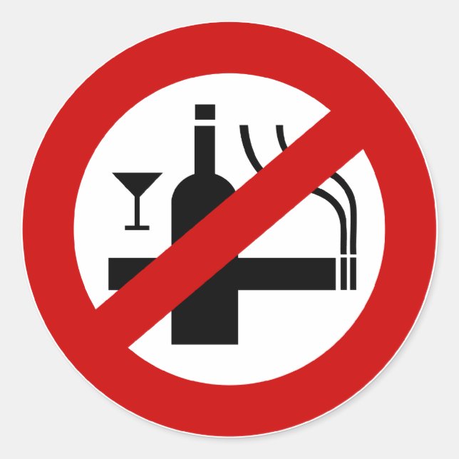 NO Smoking Alcohol ⚠ Thai Sign ⚠ Classic Round Sticker (Front)