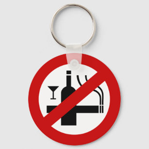 NO Smoking Alcohol ⚠ Thai Sign ⚠ Key Ring