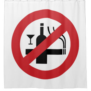 NO Smoking Alcohol ⚠ Thai Sign ⚠ Shower Curtain