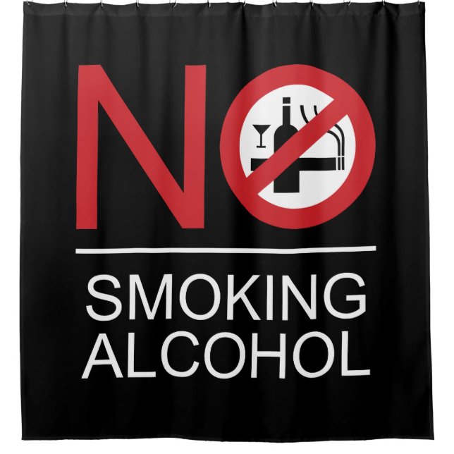 NO Smoking Alcohol ⚠ Thai Sign ⚠ Shower Curtain (Front)