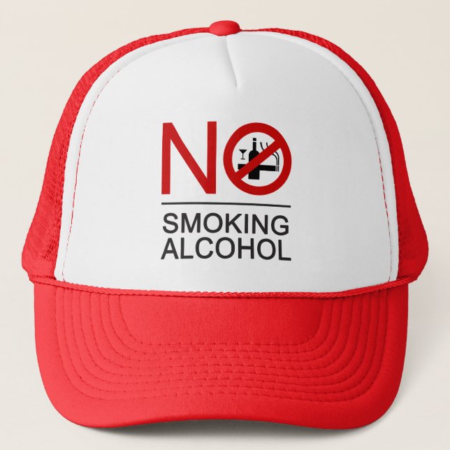 NO Smoking Alcohol ⚠ Thai Sign ⚠ Trucker Hat (Front)