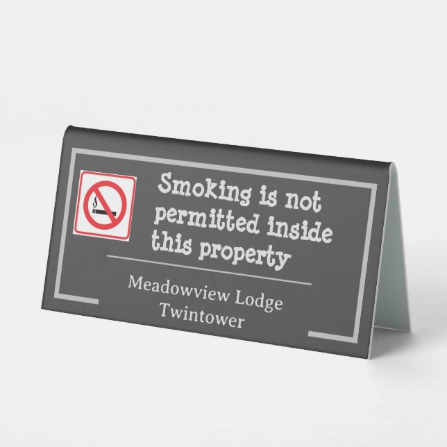 No Smoking Allowed Desk Signs Table Tent (Back)