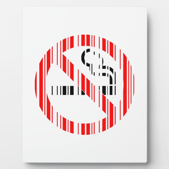 NO SMOKING BAR CODE Sign Barcode Pattern Design Plaque (Front)