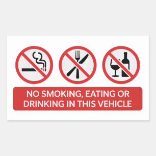 No Smoking No Eating No Drinking Rectangular Sticker