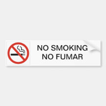 NO SMOKING NO FUMAR CAR BUMPER STICKER