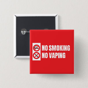 No Smoking No Vaping  15 Cm Square Badge