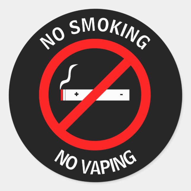 NO SMOKING NO VAPING SIGN CLASSIC ROUND STICKER (Front)