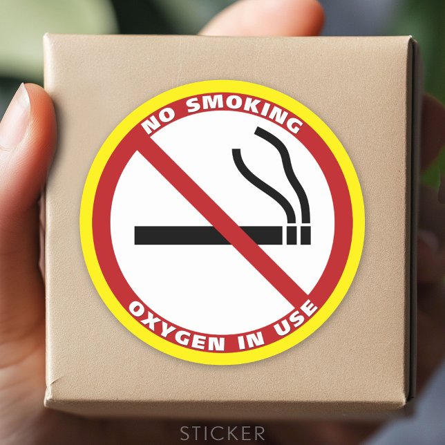 No Smoking - Oxygen in Use - No Fumar Classic Round Sticker (No Smoking Sticker)