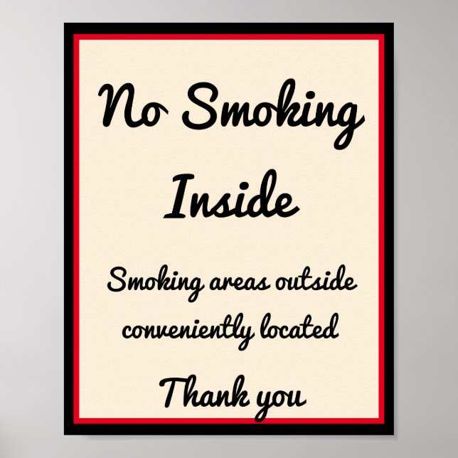 No Smoking Poster 3 Custom Text Areas (Front)