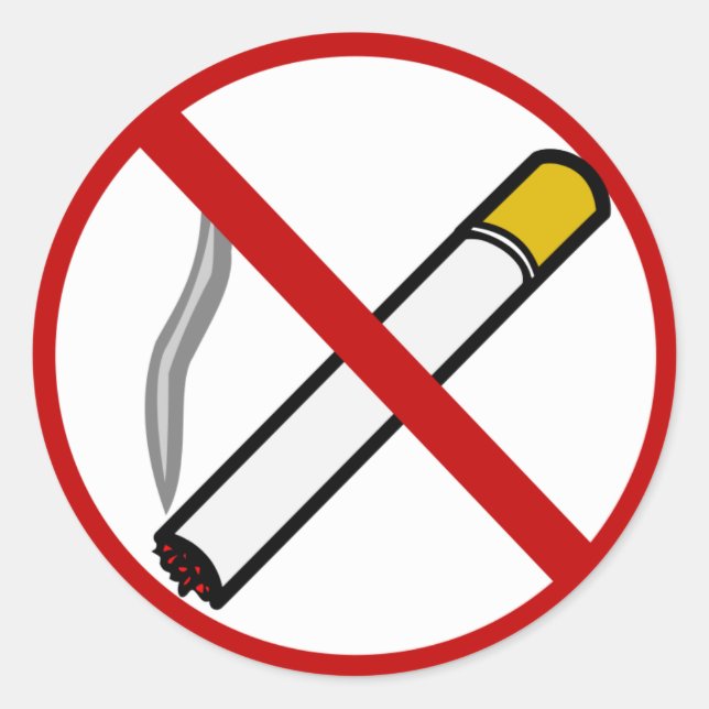 No Smoking Sign Cigarette Tobacco Symbol Classic Round Sticker (Front)