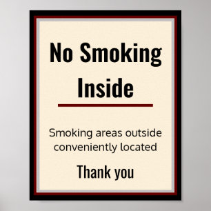 No Smoking Sign Poster 3 Custom Text Areas