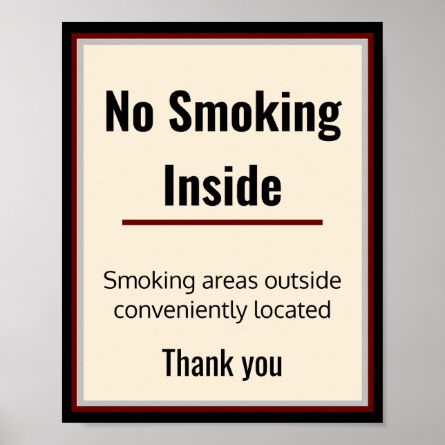 No Smoking Sign Poster 3 Custom Text Areas (Front)