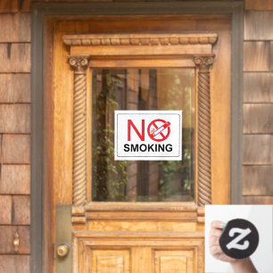 No Smoking Sign White Window Cling
