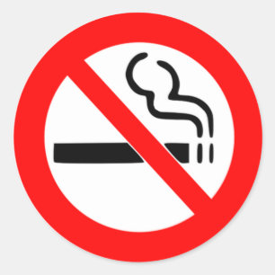 NO SMOKING SIGNAL -  PROHIBIT CIGARETTE CLASSIC ROUND STICKER