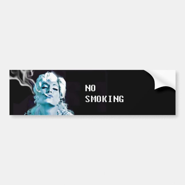 no smoking, smoking, blue smoke, beautiful girl bumper sticker (Front)