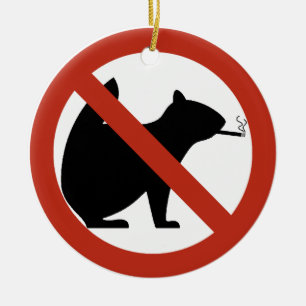 No Smoking Squirrels Allowed Highway Sign Ceramic Tree Decoration