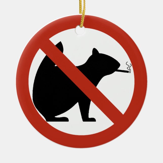 No Smoking Squirrels Allowed Highway Sign Ceramic Tree Decoration (Front)