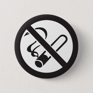 no smoking symbol 6 cm round badge