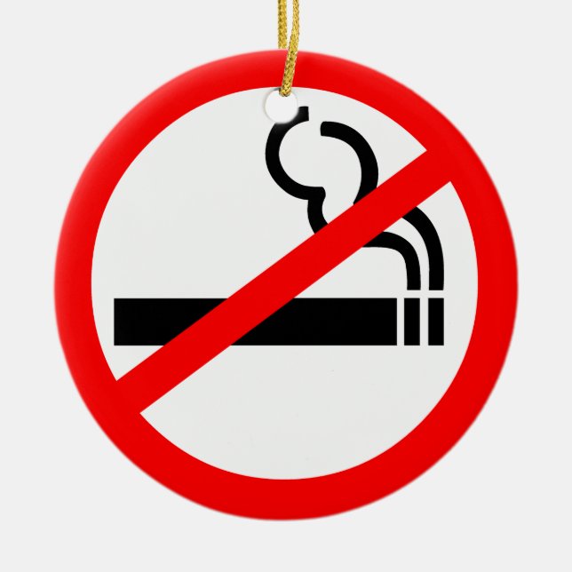 No Smoking Symbol Ceramic Tree Decoration (Front)