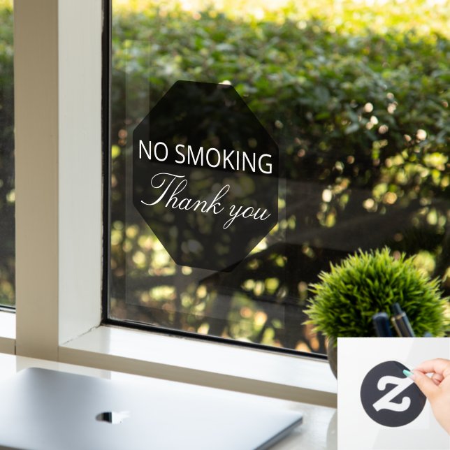 No Smoking Thank You Custom Window Cling  (Office)