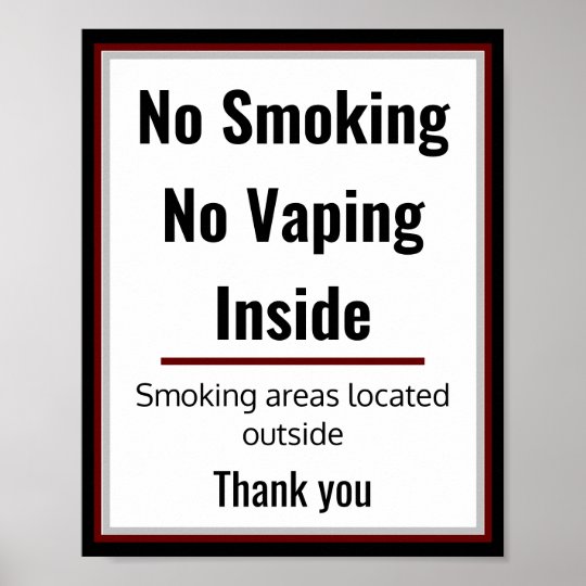 No Smoking Vaping Sign Poster 3 Custom Text Areas Zazzle.co.uk