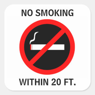 NO SMOKING WITHIN 20 FT. SQUARE STICKER