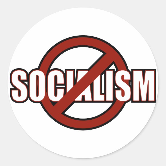 No Socialism Classic Round Sticker (Front)