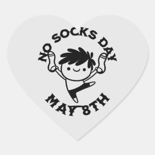 No Socks Day Celebration Heart Sticker