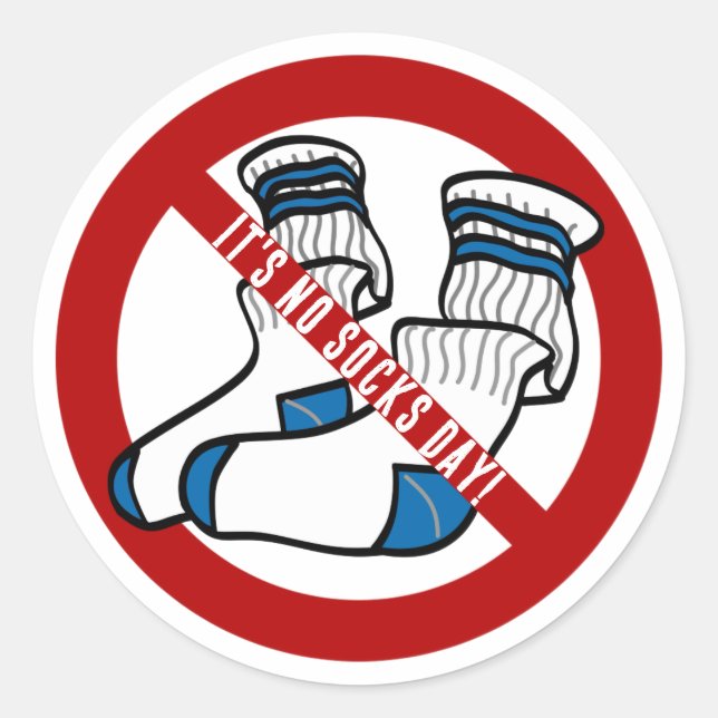 No Socks Day Classic Round Sticker (Front)