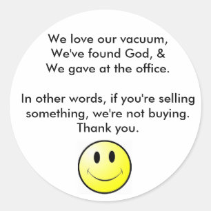 No soliciting classic round sticker