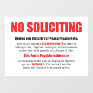 No Soliciting Door Cling