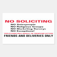 No Soliciting door sticker / door sign
